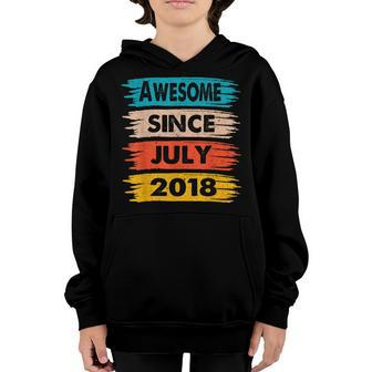 4 Years Old Birthday Awesome Since July 2018 4Th Birthday Youth Hoodie - Seseable