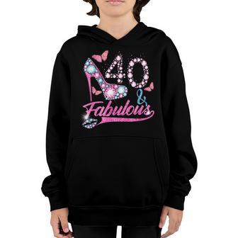 40 Year Old Gifts 40 & Fabulous 40Th Birthday For Women Girl Youth Hoodie - Thegiftio UK