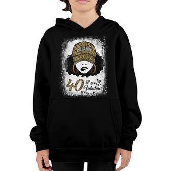 40 Years Old Fabulous Melanin Girl Leopard 40Th Birthday V2 Youth Hoodie - Thegiftio UK