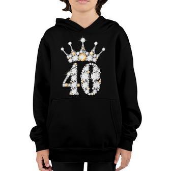 40 Years Old Gifts 40Th Birthday Queen Girls Diamond Crown Youth Hoodie - Thegiftio UK