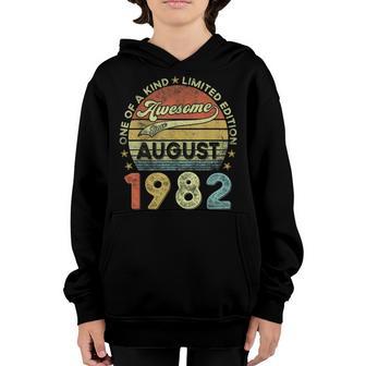 40Th Birthday Gift 40 Year Old Boy Awesome Since August 1982 Youth Hoodie - Thegiftio UK