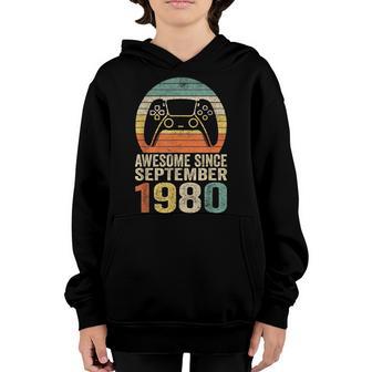 42Nd Birthday Boy Gamer Gifts Awesome Since September 1980 Youth Hoodie - Thegiftio UK
