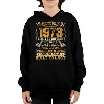 49 Years Old Boy 49Th Birthday Gifts Vintage October 1973 Youth Hoodie - Thegiftio UK