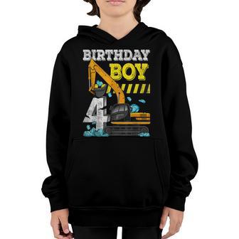 4Th Birthday Boy Funny 2018 Year Old Gifts Construction Youth Hoodie - Thegiftio UK