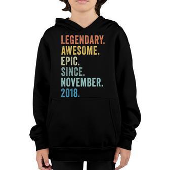 4Th Birthday Boy Legendary Epic Awesome Since November 2018 Youth Hoodie - Thegiftio UK