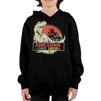 4Th Birthday Dinosaur 4 Year Old Boys Awesome Since 2019 V2 Youth Hoodie - Thegiftio UK