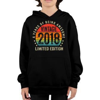 4Th Birthday Gift 4 Year Old Vintage 2018 Boy Kids Youth Hoodie - Thegiftio UK