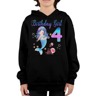 4Th Birthday Gifts 4 Years Old Birthday Girl Gifts Mermaid Youth Hoodie - Thegiftio UK