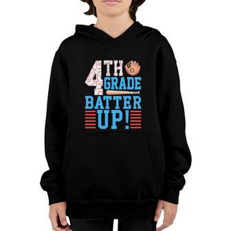 4Th Grade Back To School 4Th Grade Batter Up Baseball Graphic Design Printed Casual Daily Basic Youth Hoodie - Thegiftio UK