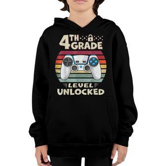 4Th Grade Level Unlocked Video Game Back To School Boys Youth Hoodie - Thegiftio UK