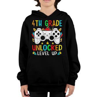 4Th Grade Unlocked Level Up Video Gamer Boys Back To School Youth Hoodie - Thegiftio UK