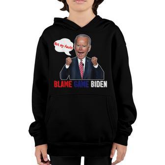 4Th July Trump 2024 Blame Game Biden Not My Fault Joe Biden Youth Hoodie - Thegiftio UK
