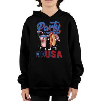 4Th Of July Food Party In The Usa Funny Hot Dog Lover Youth Hoodie - Seseable