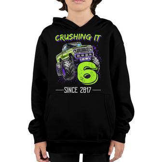 5 Crushing It Since 2017 Monster Truck 5Th Birthday Boys Youth Hoodie - Thegiftio UK
