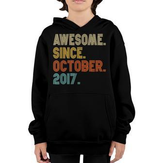 5 Year Old Awesome Since October 2017 Gifts 5Th Birthday Boy Youth Hoodie - Thegiftio UK
