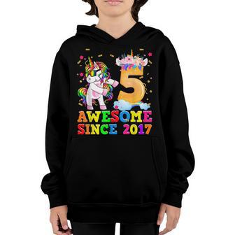 5 Year Old Gift Girls Unicorn Flossing 5Th Birthday Party Youth Hoodie - Thegiftio UK