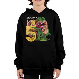 5 Year Old Gifts 5Th Birthday Boy Rawr Im 5 T Rex Dinosaur Youth Hoodie - Thegiftio UK