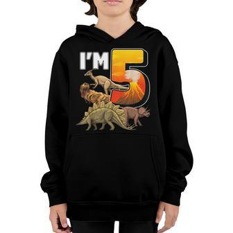 5 Year Old Gifts 5Th Birthday Boy Rawr Im 5 T Rex Dinosaur Youth Hoodie - Thegiftio UK
