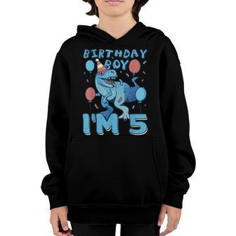 5 Year Old Gifts 5Th Birthday Boy Rawr Im 5 T Rex Dinosaur Youth Hoodie - Thegiftio UK
