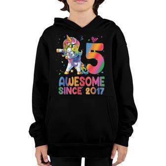 5 Years Old Gifts Unicorn Dabbing 5Th Birthday Girl Youth Hoodie - Thegiftio UK
