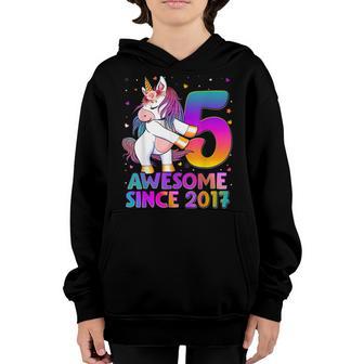 5 Years Old Unicorn Flossing 5Th Birthday Girl Unicorn Party V2 Youth Hoodie - Thegiftio UK