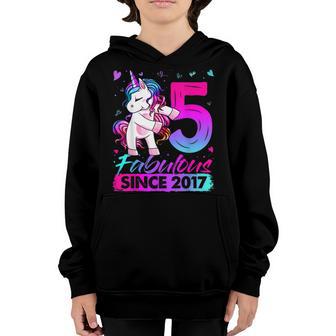 5 Years Old Unicorn Flossing 5Th Birthday Girl Unicorn Party V3 Youth Hoodie - Thegiftio UK