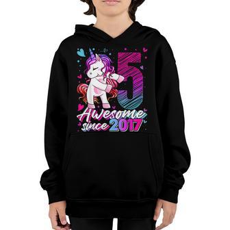 5 Years Old Unicorn Flossing 5Th Birthday Girl Unicorn Party V4 Youth Hoodie - Thegiftio UK