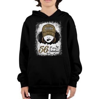 56 Years Old Fabulous Melanin Girl Leopard 56Th Birthday Youth Hoodie - Thegiftio UK