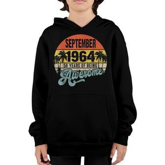 58Th Birthday Gift 58 Year Old Boy Awesome Since September V14 Youth Hoodie - Thegiftio UK