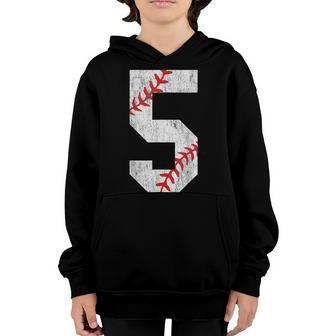 5Th Birthday Baseball Big Number Five 5 Year Old Boy Girl V2 Youth Hoodie - Thegiftio UK