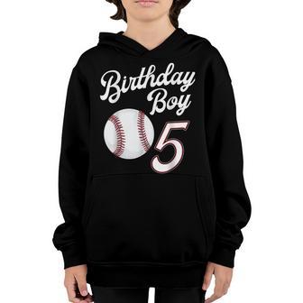 5Th Birthday Baseball Big Number Five 5 Year Old Boy Girl V3 Youth Hoodie - Thegiftio UK