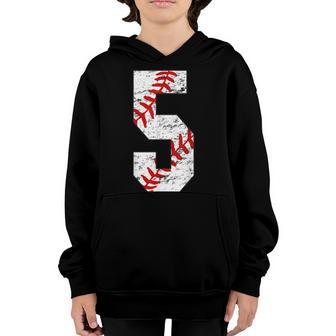 5Th Birthday Baseball Big Number Five 5 Year Old Boy Girl V5 Youth Hoodie - Thegiftio UK