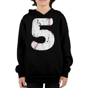 5Th Birthday Baseball Big Number Five 5 Year Old Boy Girl V6 Youth Hoodie - Thegiftio UK