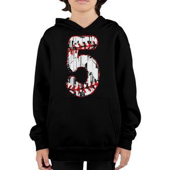 5Th Birthday Baseball Big Number Five 5 Year Old Boy Girl V8 Youth Hoodie - Thegiftio UK