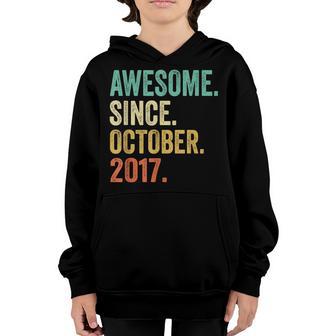 5Th Birthday Boy 5 Years Old Awesome Since October 2017 Youth Hoodie - Thegiftio UK