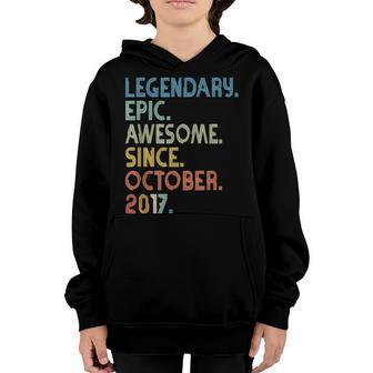 5Th Birthday Boy Legendary Epic Awesome Since October 2017 Youth Hoodie - Thegiftio UK