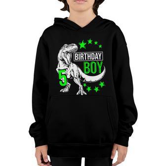 5Th Birthday Dinosaur Birthday Boy 5Th T_Rex Boys Graphic Design Printed Casual Daily Basic Youth Hoodie - Thegiftio UK