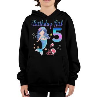 5Th Birthday Gifts 5 Years Old Birthday Girl Gifts Mermaid Youth Hoodie - Thegiftio UK