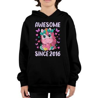 5Th Birthday Party Unicorn Girl 5 Years Old Birthday Graphic Design Printed Casual Daily Basic Youth Hoodie - Thegiftio UK
