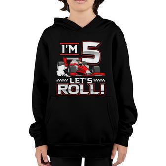 5Th Birthday Race Car 5 Year Old Lets Roll Toddler Boy Graphic Design Printed Casual Daily Basic Youth Hoodie - Thegiftio UK