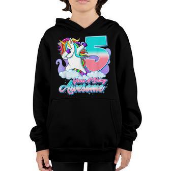 5Th Birthday Unicorn Dabbing 5 Year Old Gift Girls Ns Youth Hoodie - Thegiftio UK