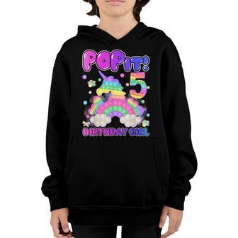 5Th Birthday Unicorn Fidget Pop It Birthday Girl 5 Year Old V2 Youth Hoodie - Thegiftio UK