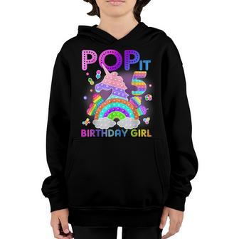 5Th Birthday Unicorn Fidget Pop It Birthday Girl 5 Year Old Youth Hoodie - Thegiftio UK