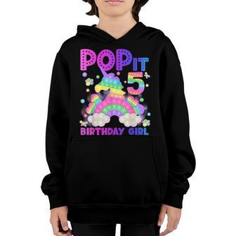 5Th Birthday Unicorn Fidget Pop It Birthday Girl Kids Youth Hoodie - Thegiftio UK