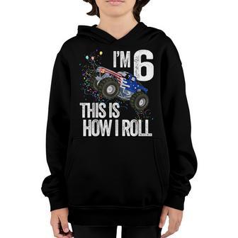 6 Year Old 6Th Birthday Boy Monster Truck Birthday Party Youth Hoodie - Thegiftio UK