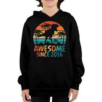 6 Year Old Boy Awesome Since 2016 6Th Birthday Dinosaur Youth Hoodie - Thegiftio UK