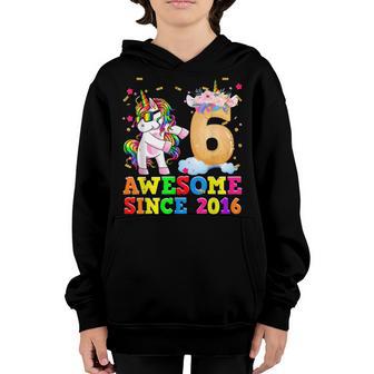 6 Year Old Gift Girls Unicorn Flossing 6Th Birthday Party Youth Hoodie - Thegiftio UK