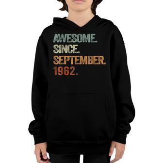 60Th Birthday Gift 60 Year Old Boy Awesome Since September V12 Youth Hoodie - Thegiftio UK