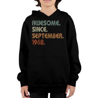 60Th Birthday Gift 60 Year Old Boy Awesome Since September V14 Youth Hoodie - Thegiftio UK