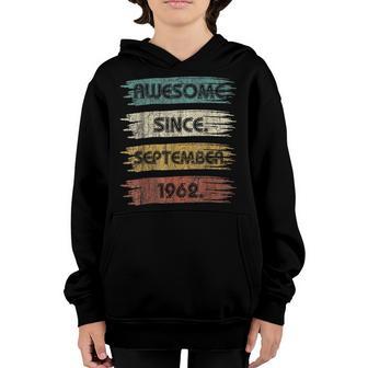 60Th Birthday Gift 60 Year Old Boy Awesome Since September V16 Youth Hoodie - Thegiftio UK